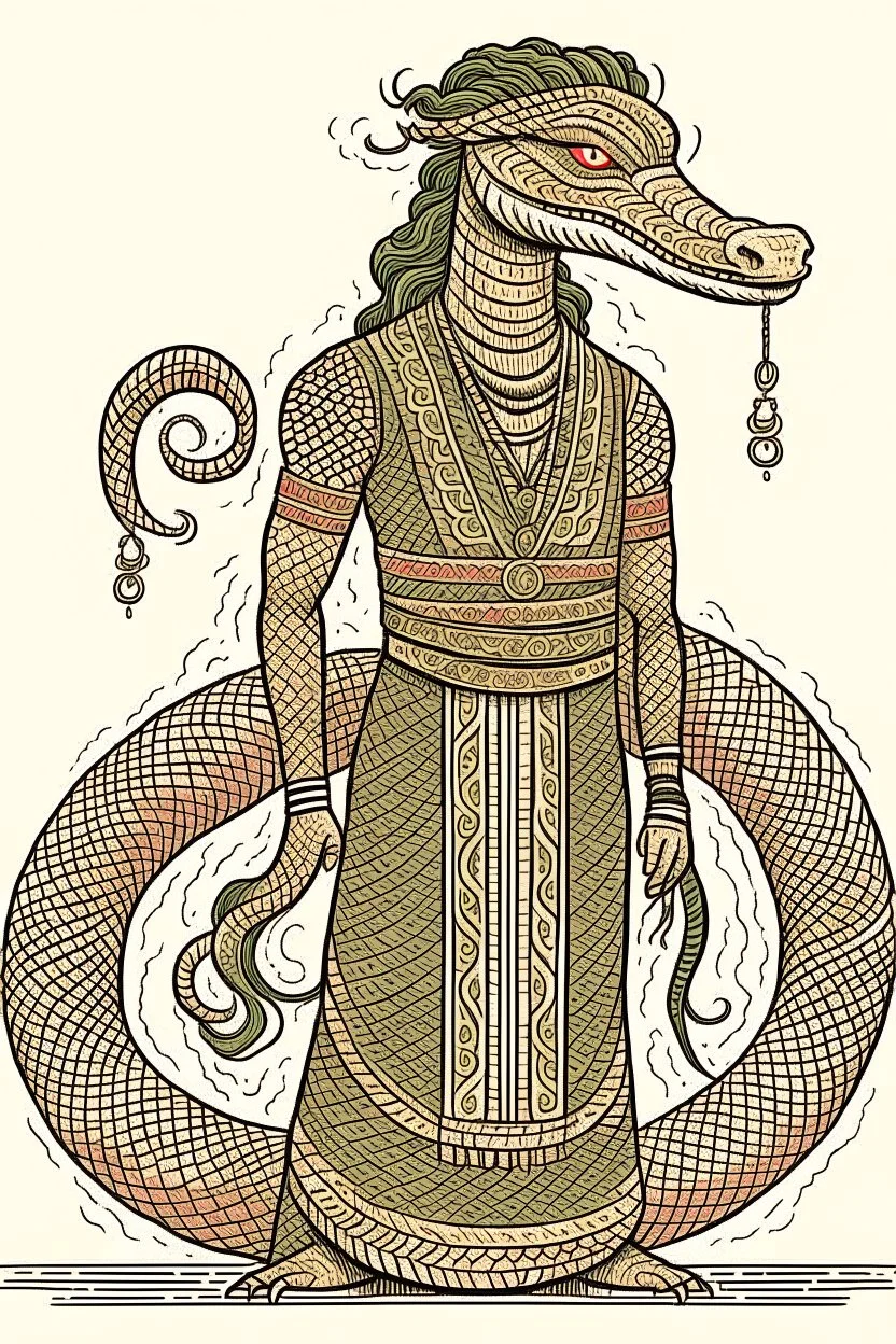 Mythical serpent dressed like a human