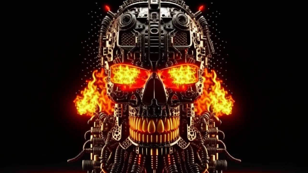 4K. REALISTIC FULL DETAILS. LOGO EMISSION DE RADIO HARDROCK FIRESTARTER TERMINATOR.