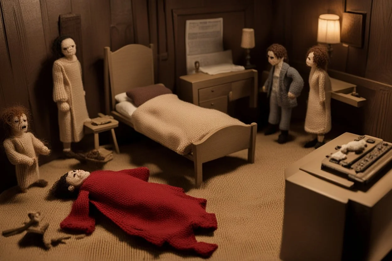 knitted scene of the movie exorcist