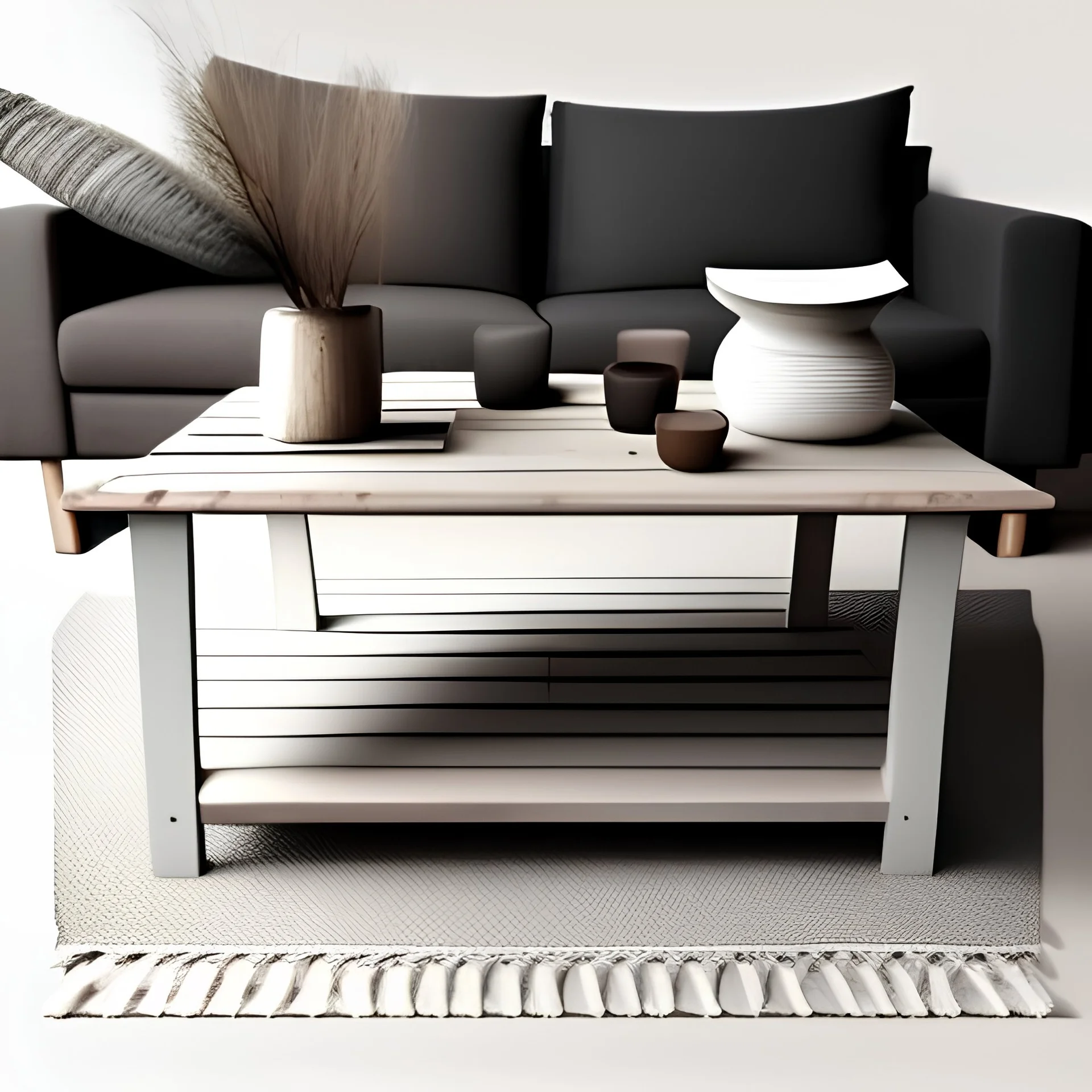 a picture for a webshop for a cozy nordic design coffee table in wood with a rustic feeling in neutral colors. The picture has a white background.