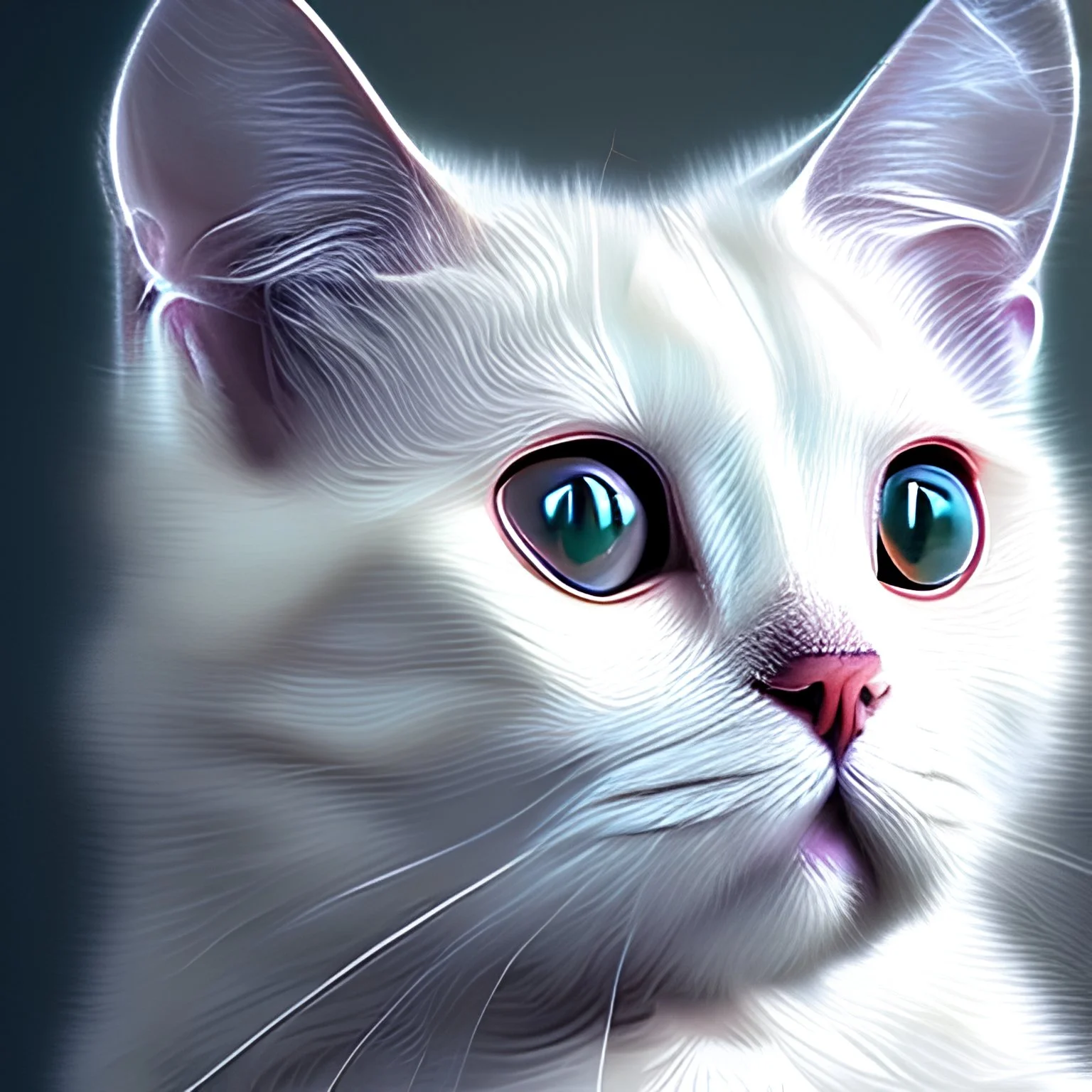  white cat,full image, mysterious, highly intricate, mi Realistic photography, incredibly detailed, ultra high resolution, 8k, complex 3d render, cinema 4d.