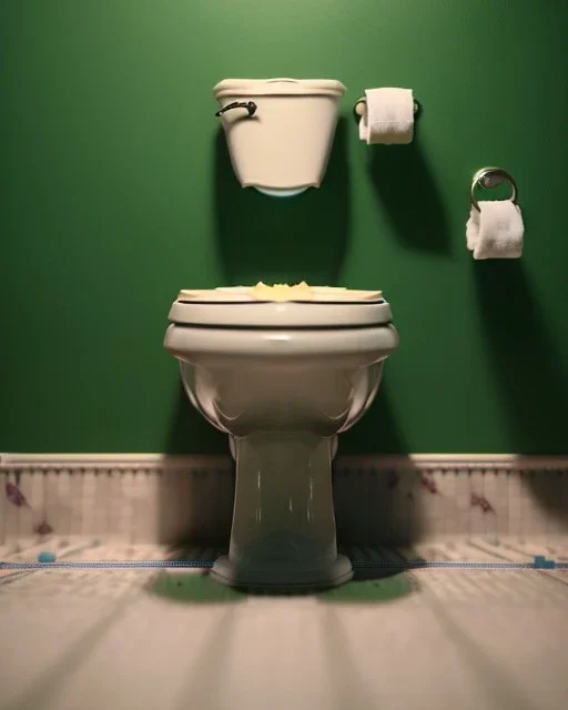 Toilet scene with Donald trump sitting defecating defecating, Wes Anderson style, realistic photo, concept art, smooth, unreal engine 5, god lights, ray tracing, RTX, lumen lighting, ultra detail, volumetric lighting, 3d.