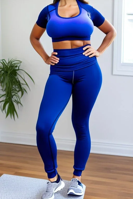 Curvy mom in workout clothes