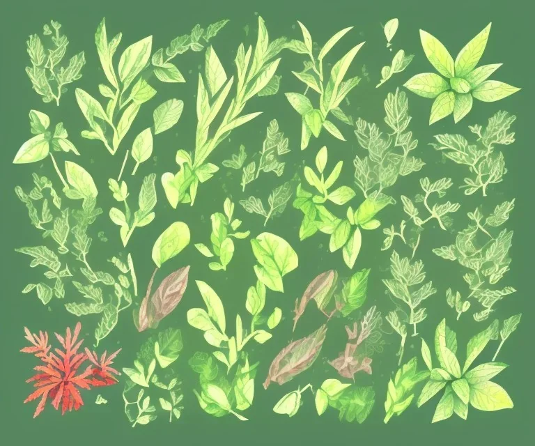 Vector plants and herb set illustration. Watercolor illustration. ขาวพื้นหลัง