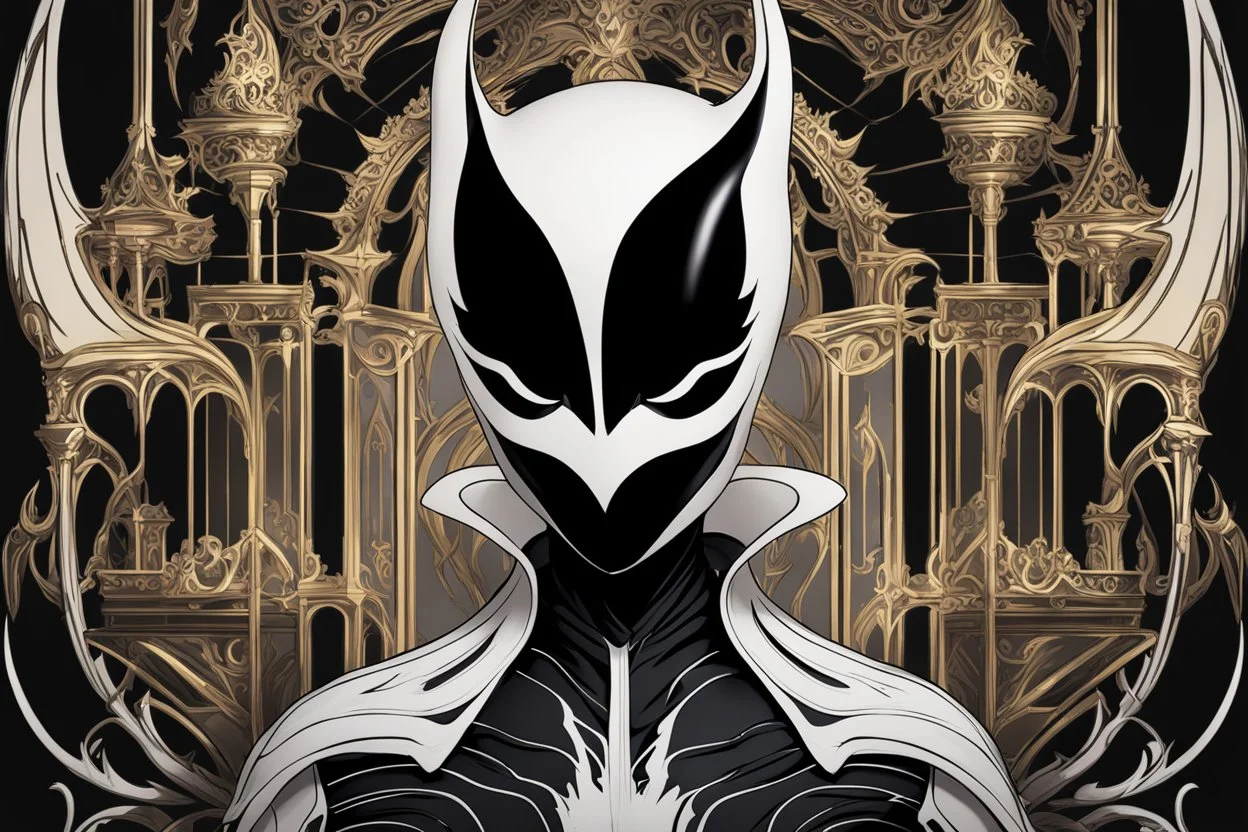 Hollow knight venom white black color in 8k solo leveling shadow artstyle, hollow knight them, mask, close picture, neon lights, intricate details, highly detailed, high details, detailed portrait, masterpiece,ultra detailed, ultra quality