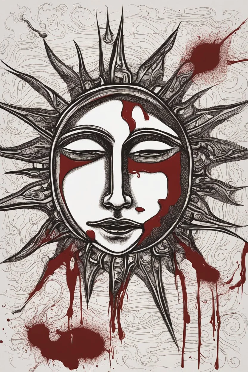 Abstract drawing of sun and blood