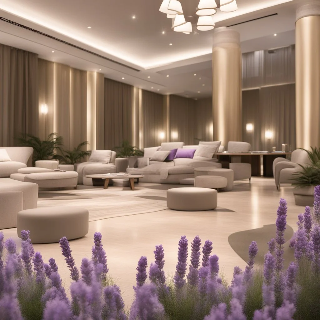 Concept of a lavender flower in a hotel lobby