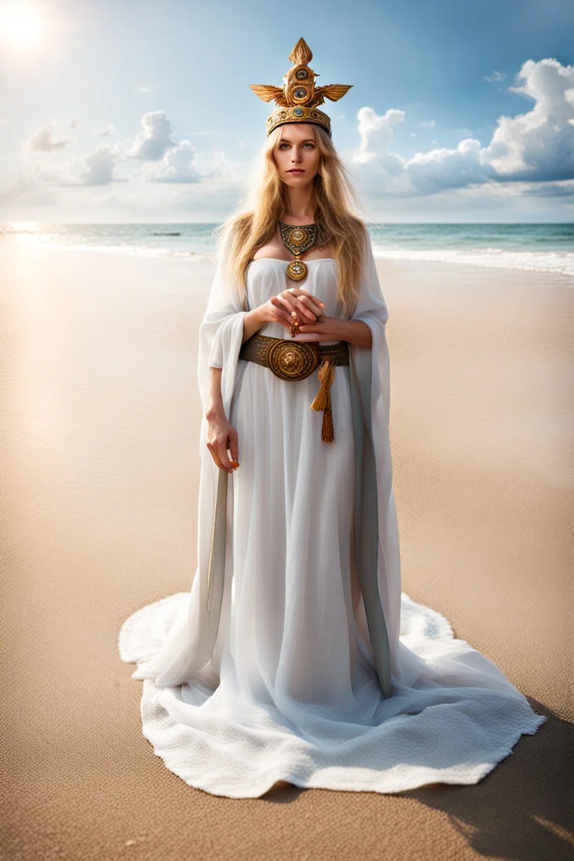 German priestess on beach