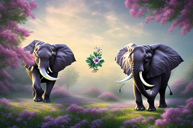 flower blossom and elephant blue sky