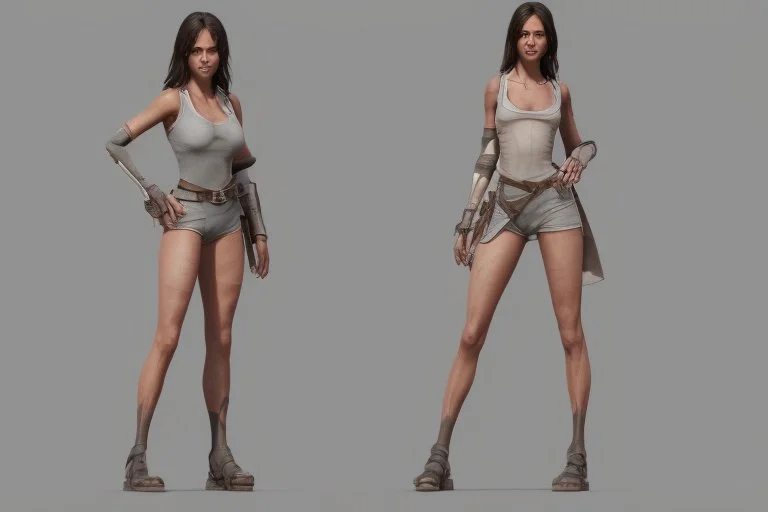 Female stylized character sheet for 3d modeling normal anatomy correct proportion Full front view side view and back anatomy .art station 8k fair skin
