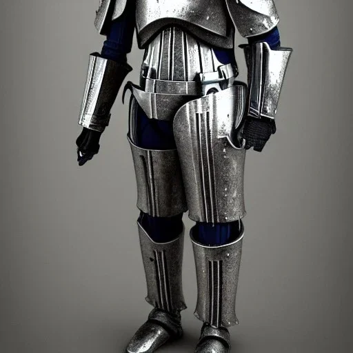 Imperial Stormtrooper wearing advanced medieval steel armor with detailed filigree