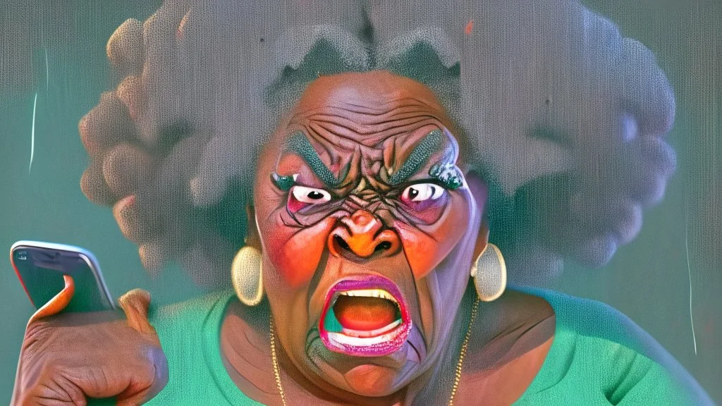 angry black mama mad on phone