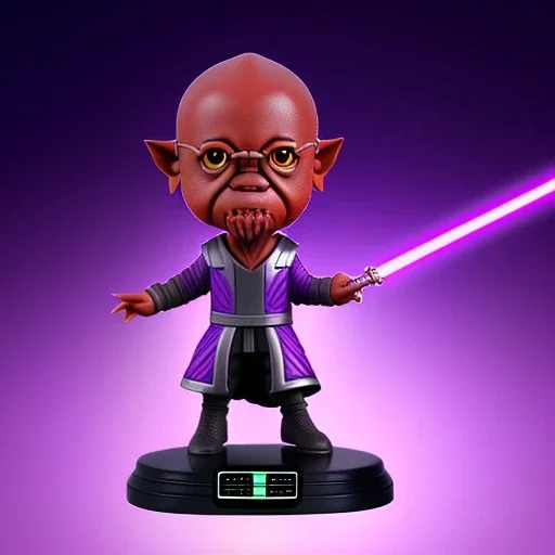 Plastic mace windu samuel purpleGlow jedi bobblehead with boots,