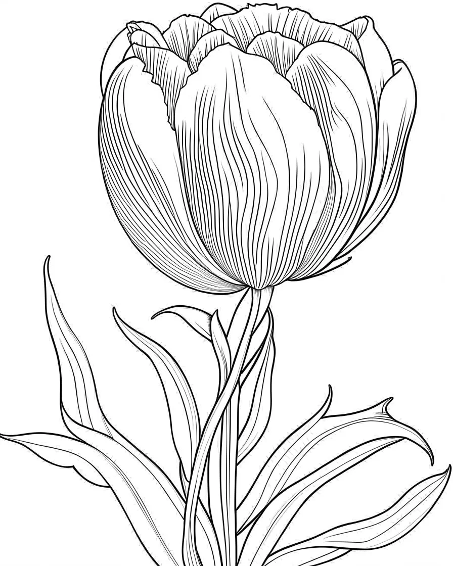 real massive Tulip flower coloring page