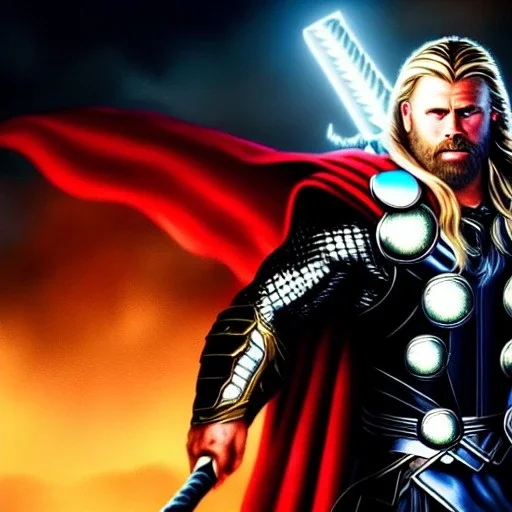 ultra detailed fullbody portrait of Thor , extremely detailed digital painting, intrincate, extremely detailed face,crystal clear Big Glowing eyes, mystical colors , perfectly centered image, perfect composition, rim light, beautiful lighting, 8k, stunning scene, raytracing, in the style of robert e howard and pablo oliveira and Ken Kelley