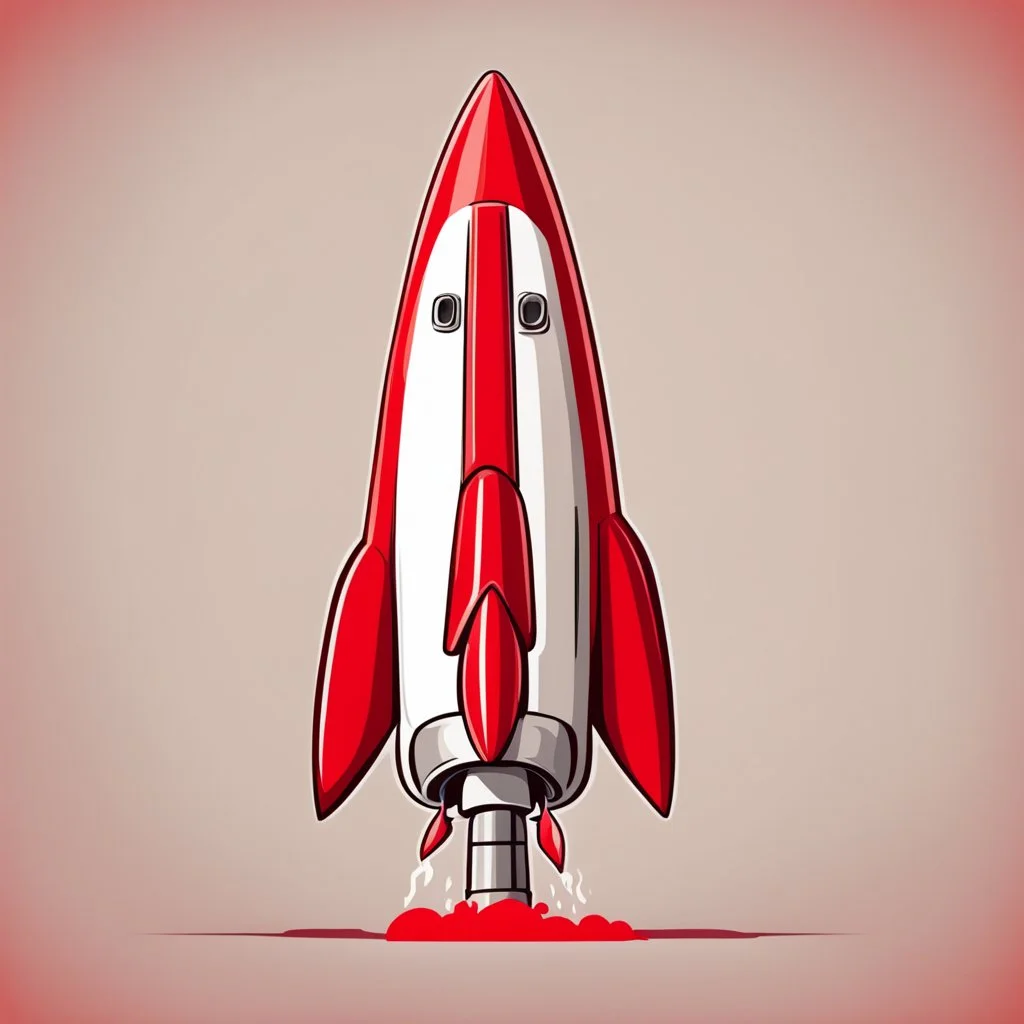 red rocket cartoon stylized