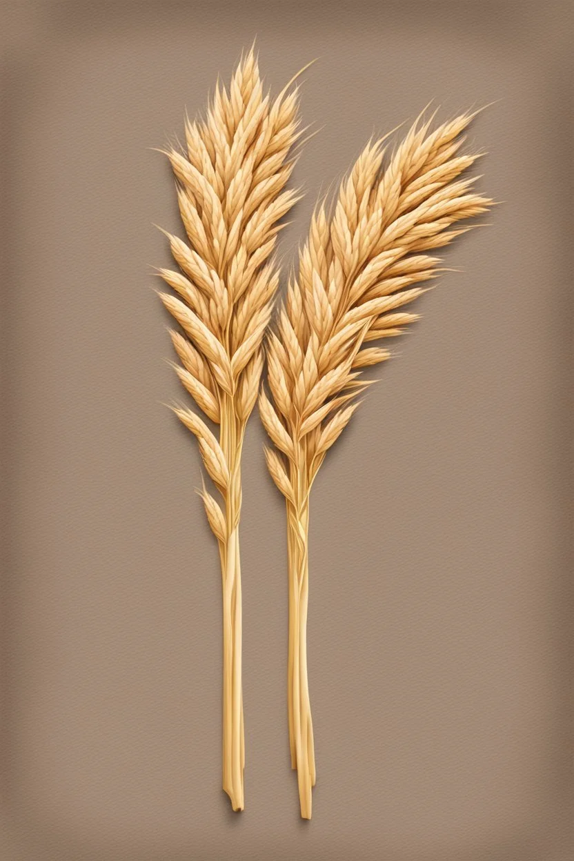 2 heads of wheat leaning to the side, clipart