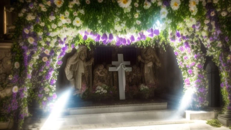 Greek flowered Epitaphios on Good Friday cannon eos r5 35mm f1,8lens detailed image