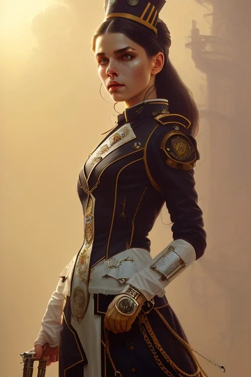 maid steampunk, daylight, leather uniform, higly-detailed, soft light atmosphere，8k, artgerm, derek zabrocki, greg rutkowski, hdr，light effect，