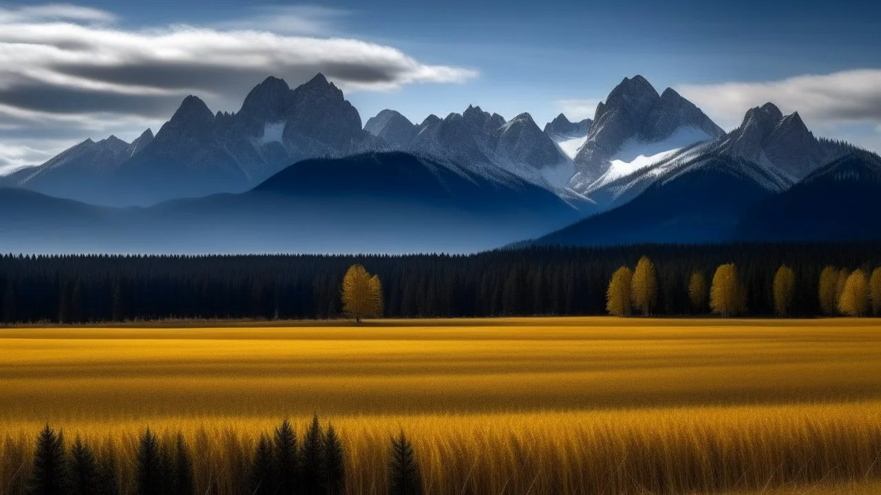 Alberta field with rocky mountains in the background