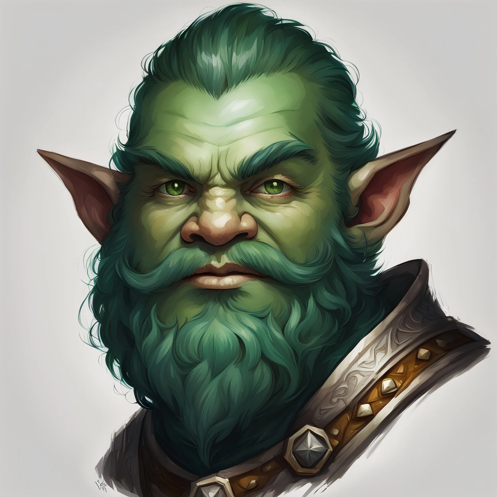 dnd, portrait of emerald dwarf