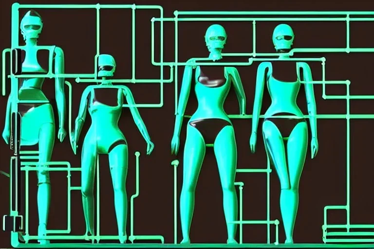 Dark green to cyan metal surfaces body paint. partly coverage metallic. Slim bodies and big butts, man and hot Russian military girls marching. Old-fashioned cameras integrated to heads. structure Cyber-punk. Attached telephones. Dystopia perfect body. Red&blue 3D-tiling. Dystopia. Partly symmetrical in relation to machines. Perfect golden ratio in vertical and horizontal directions. Bending time-space-continuum. Polyhedron in 5th dimension Tessellation in 4-dimension elongated frog finge