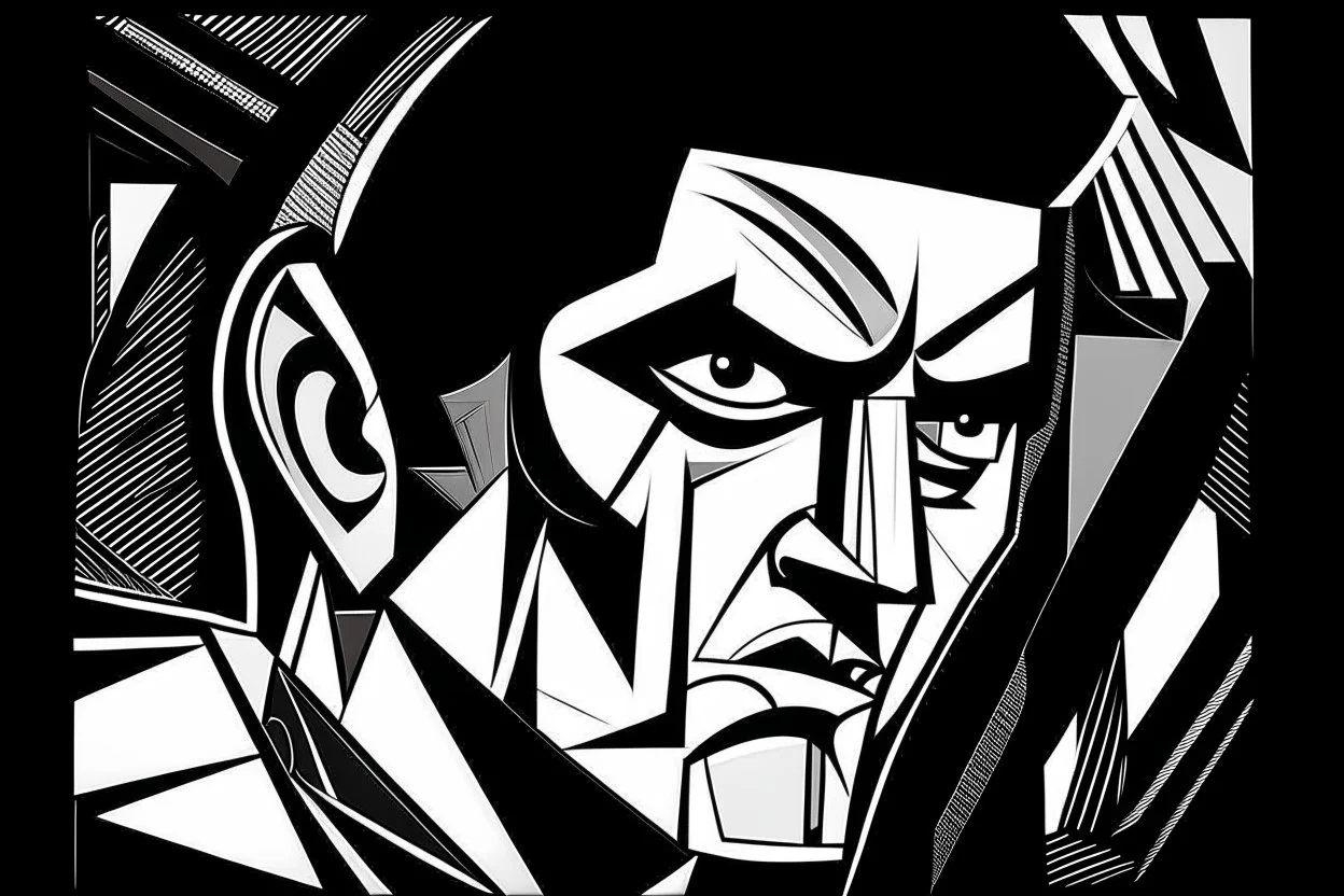 elvis style of pablo piccasso simple black and white