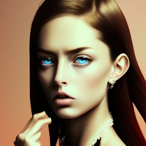 crystal clear blue eyes, and dark pink hair, dot eyebrows, woman, angry expression, pointy ears, long hair, sexy, young, beautiful