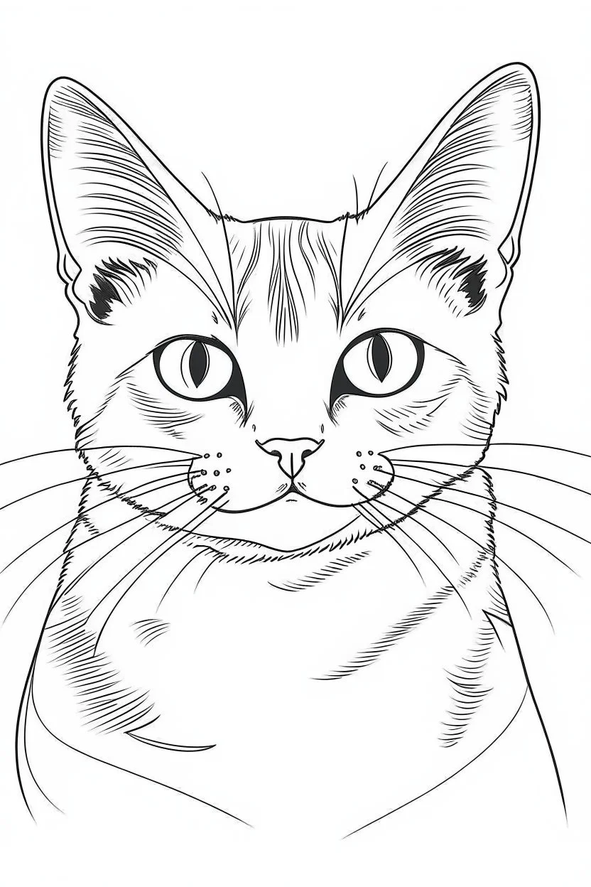 create a very simple image of a cat for colouring book in black and white lines