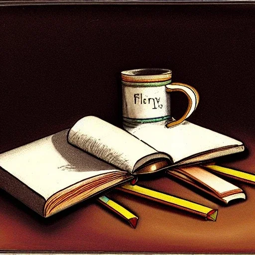 still life book pen