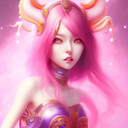  Asian woman, leaning pose, slobber octopus , pink short hair, latex suit, full body, squid, intricate detail , portrait, high lighting, Gradient background,nice end of darkness Dark Woman Little Horns Little Horns Sad Eyes dual soul fire girl soul fire cute realistic hell Dark Realistic Cute