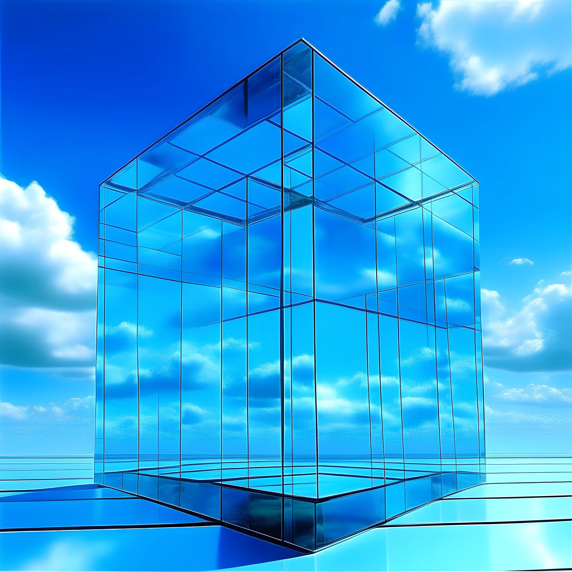 sky, glass panel, surreal, light blue