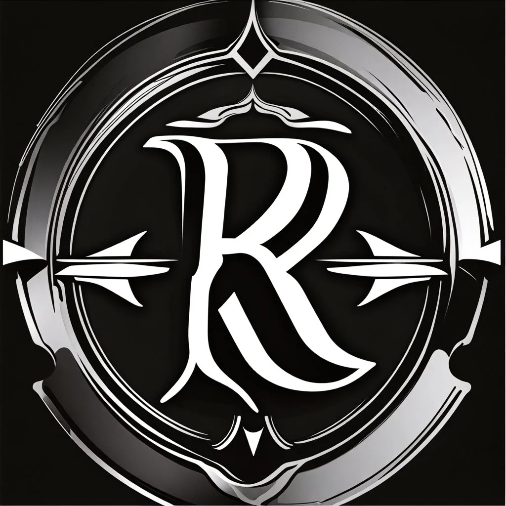 logo with the letter R end N, black and white