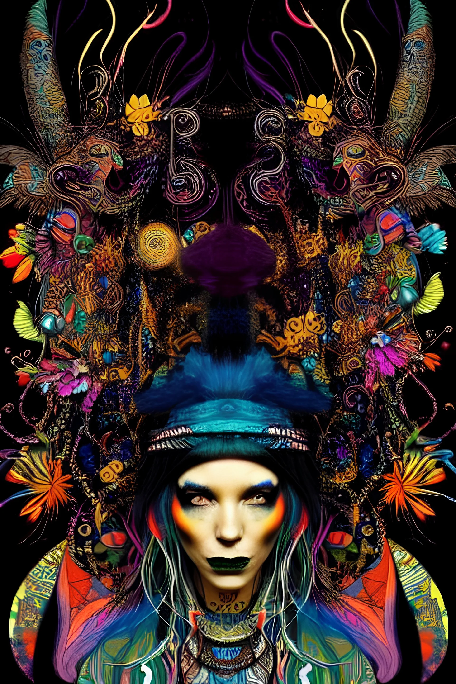 a mystical shaman, intricate, colorful, fantastic, style of Pablo Amarmingo