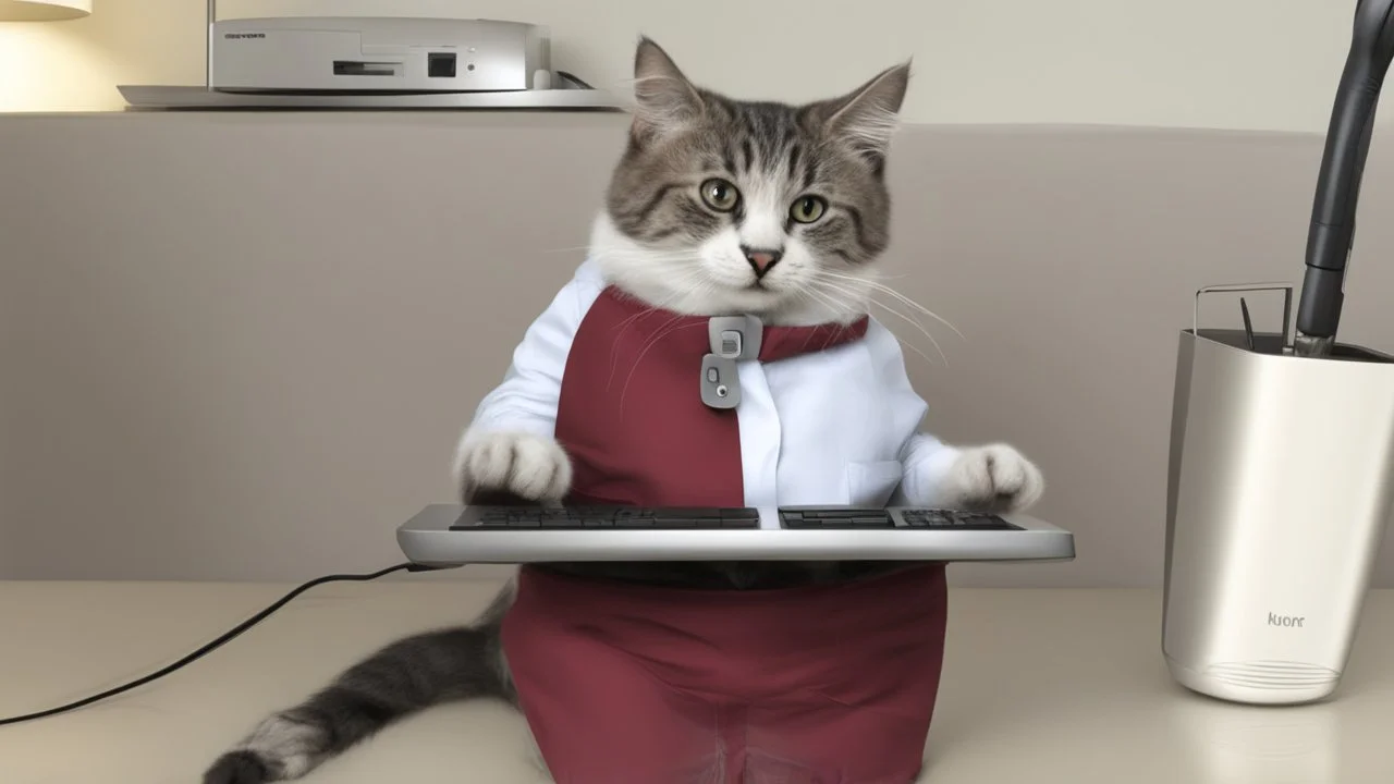 funny cat with computer mouse