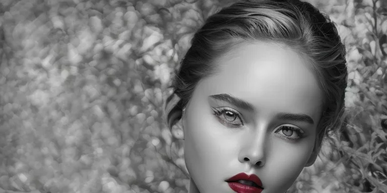 Scarlett Leithold intense red lips long-exposure 105mm-lens leica-r f/16 Cinematic lighting cinematic cinematography 35mm-film-grain 8k ultra photoreal intricate details in the style of Godard