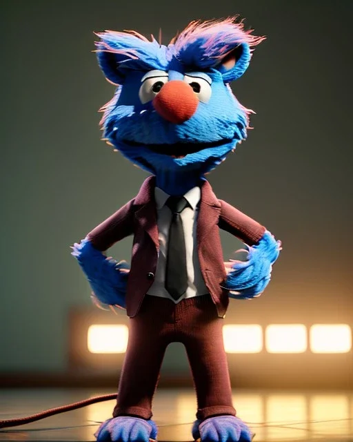 Realistic image, hybrid formed by simple Elmo muppet head and real human body, human arms and hands, Shirt and tie, concept art, smooth, unreal engine 5, god lights, ray tracing, RTX, lumen lighting, ultra detail, volumetric lighting, 3d, finely drawn, high definition, 4k.