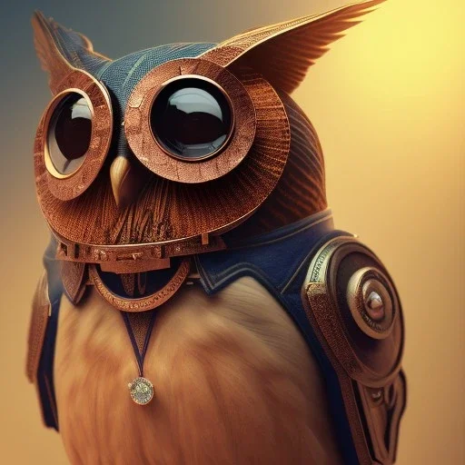 depth of field, Steampunk Owl, extreme detail, Photorealism, macro lens 70mm,bokeh, cinema4d, 8k, unreal engine 5, redshift render, midjourney4