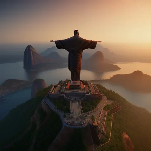 Christ the Redeemer, beautiful, landscape,sunset, unreal engine 5, cinematic lighting, photorealistic, realistic, hyper detailed, 8k, octane render, cinema 4d