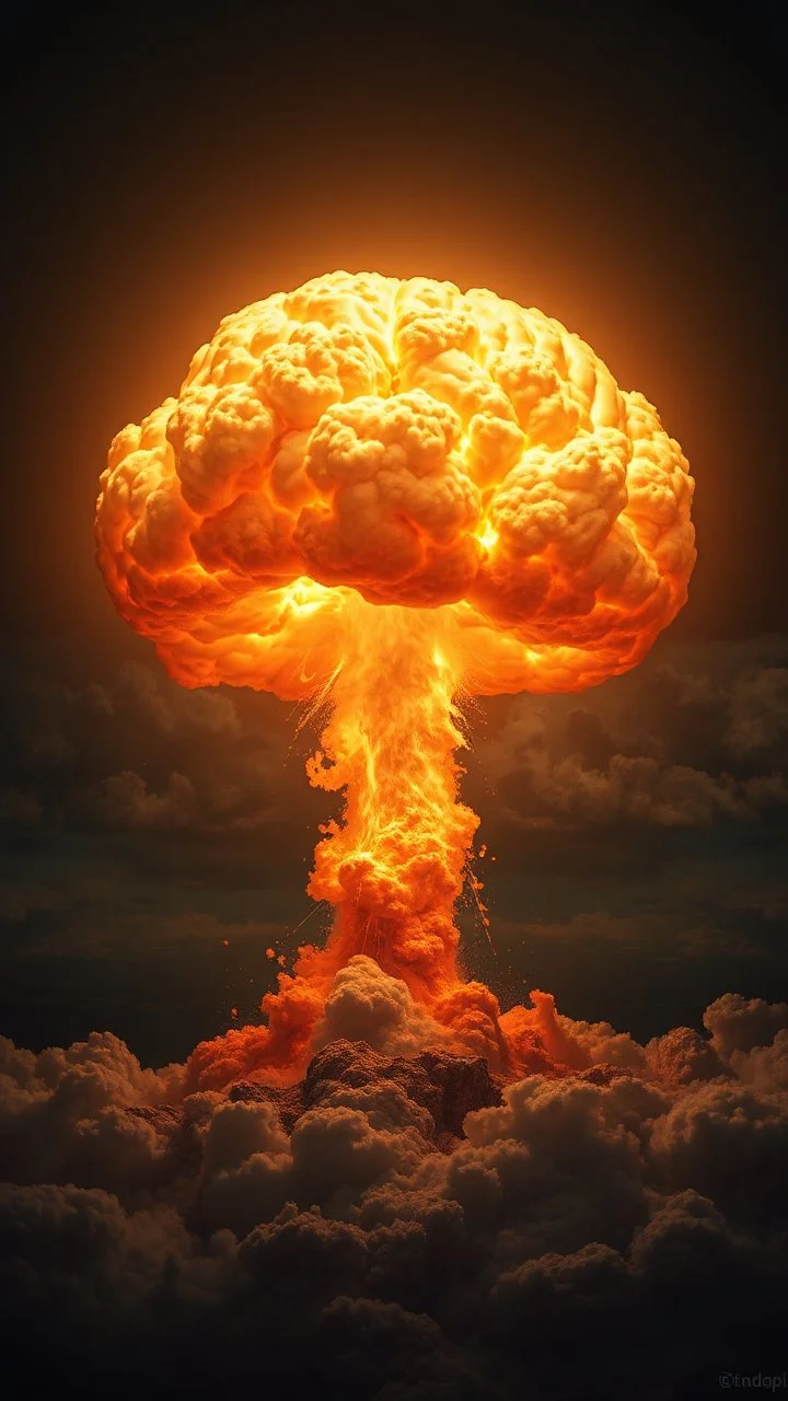 nuclear explosion cloud crossed with a human brain
