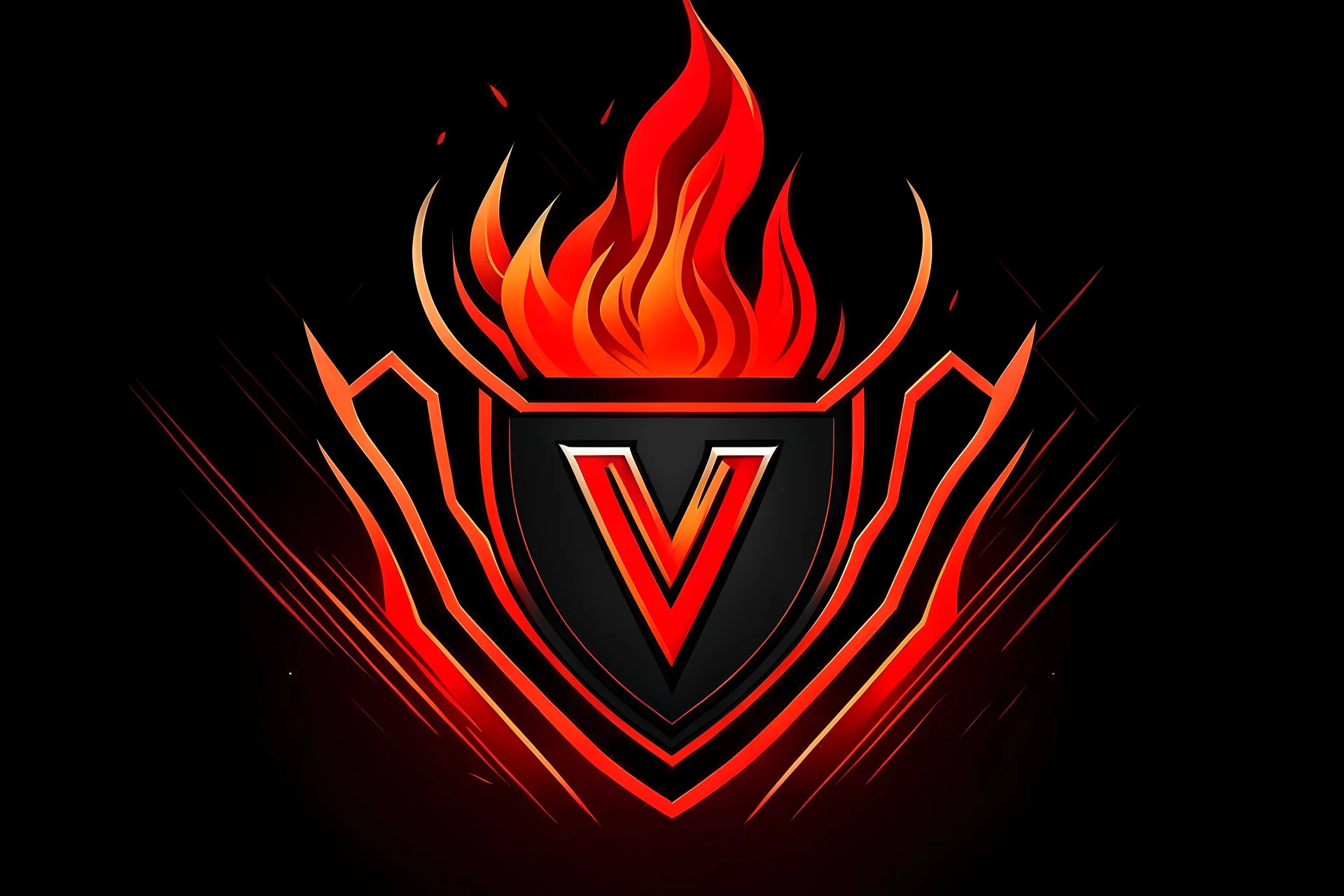 erstelle mir eine logo namens " Valorant " der hintergrund sollte schwarz sein und mit flammen blitzen befüllt werden