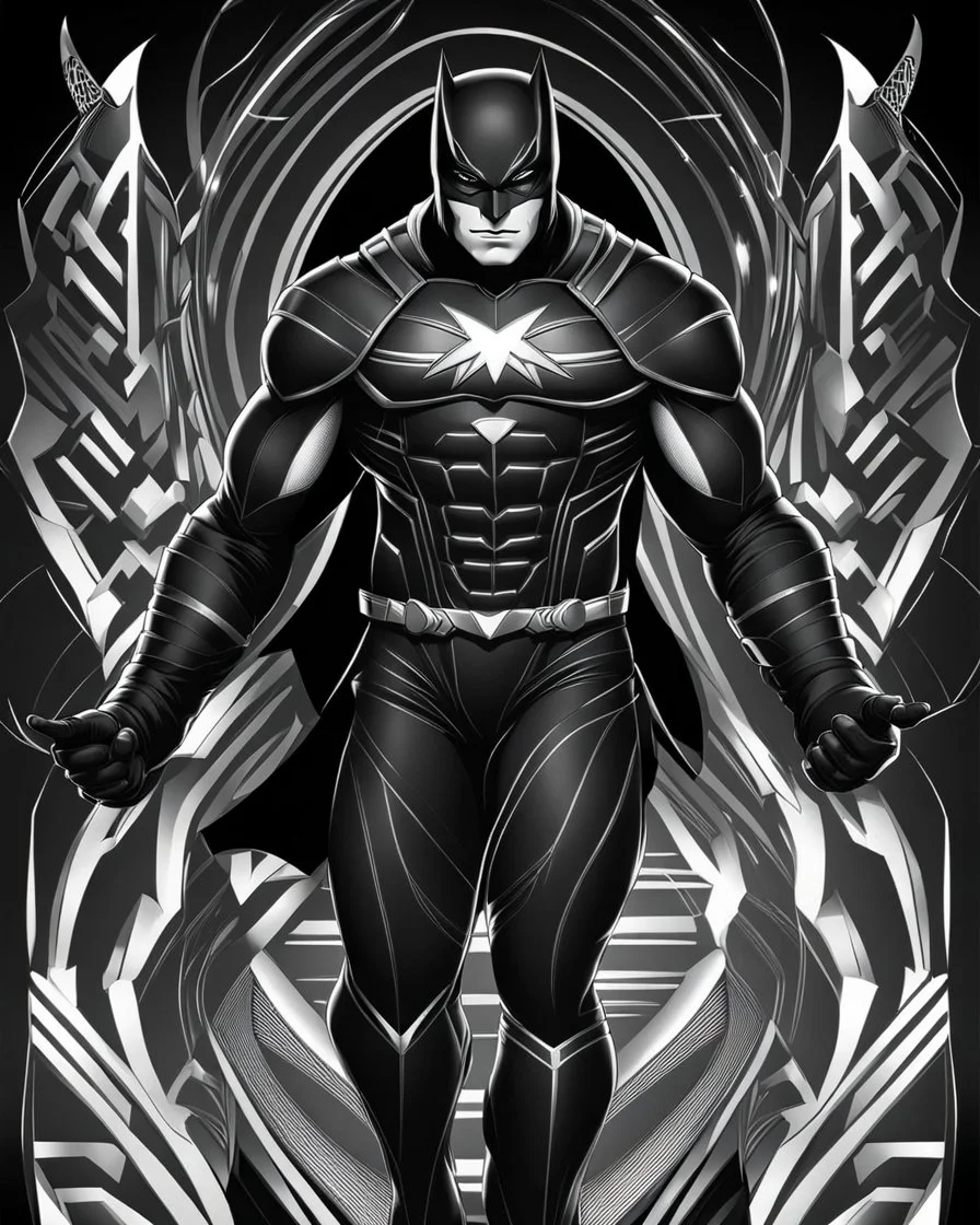 Catman, аrte lineal, fondo negro, cuerpo completo