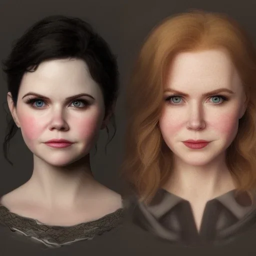 Portrait of a blend of ginnifer goodwin and nicole kidman and amy adams and emily watson, drawing, lego, steampunk, detailed, 8K