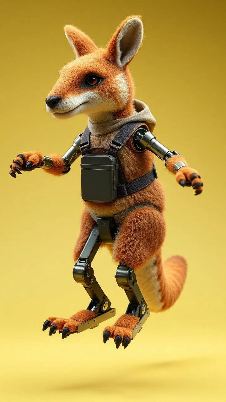 full figure Gordon Ramsey as a furry kangaroo jump robot