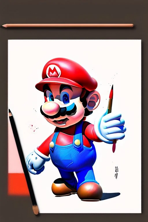 Waterbrush Mario illustration