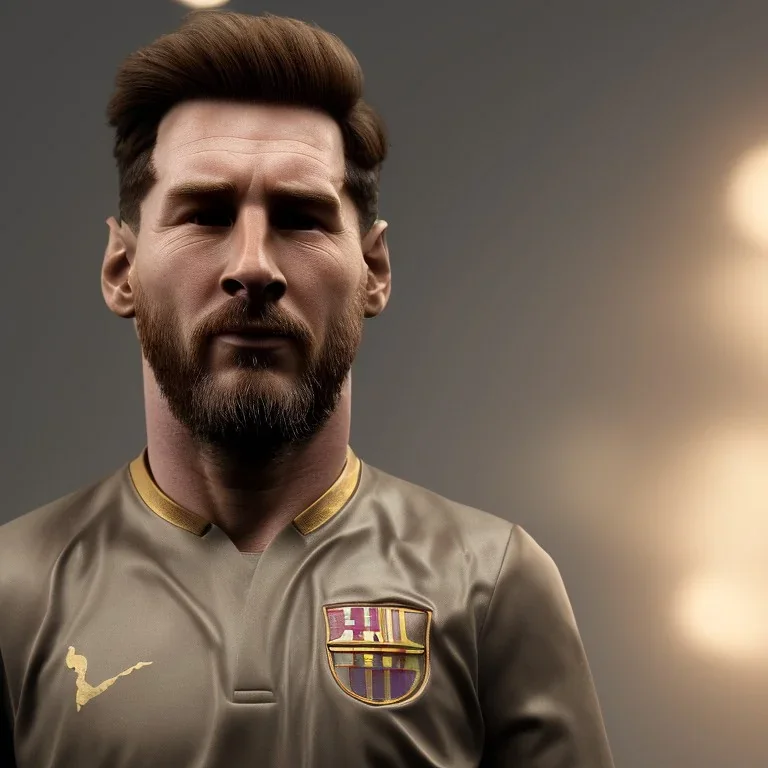 perfect face, lionel messi golden statue, 8k, render, ray tracing, highly detailed, highly realistic