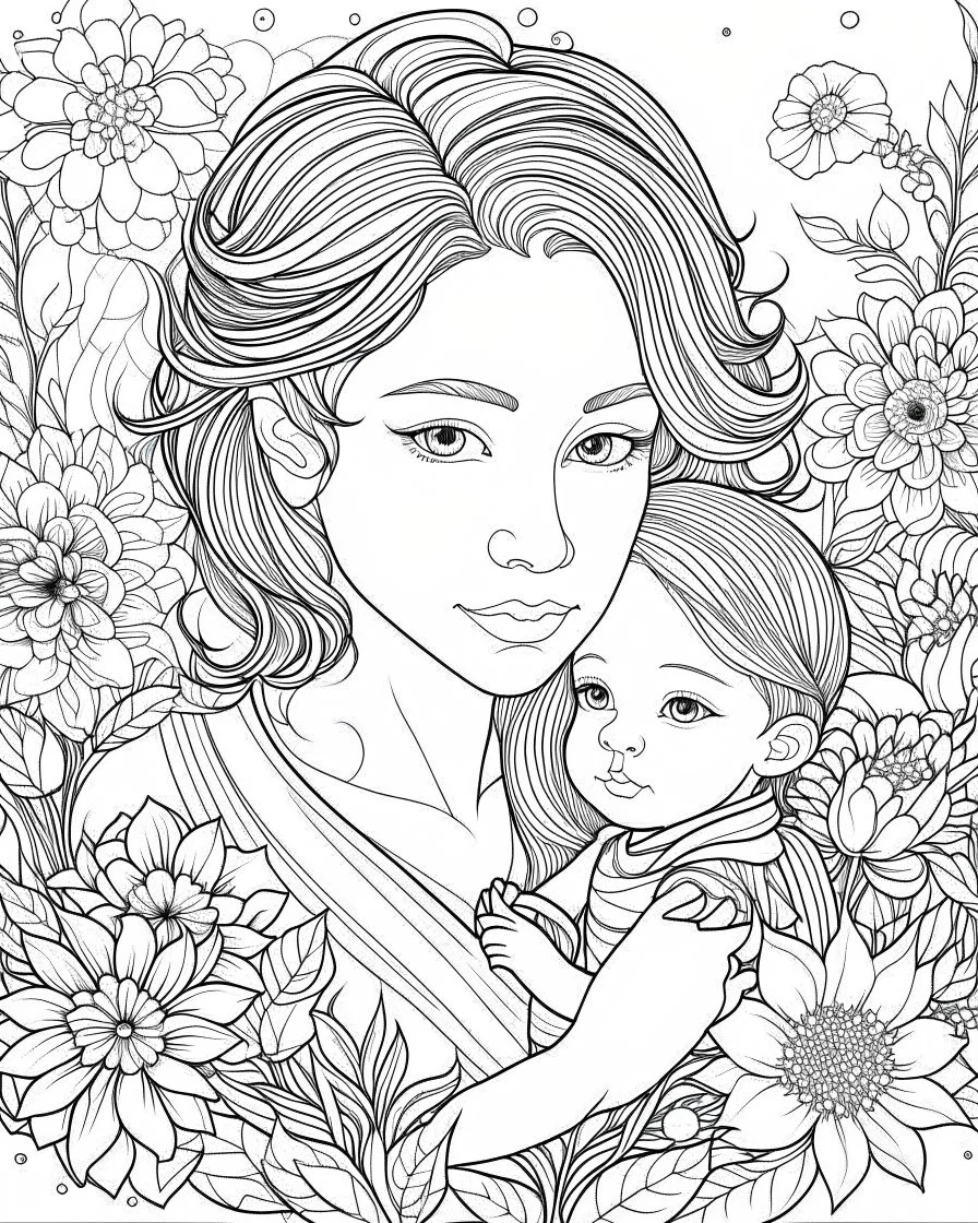 mothers Day coloring page,no flowers and background