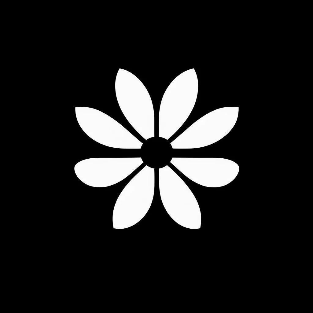 minimal bauhaus logo flower black and white