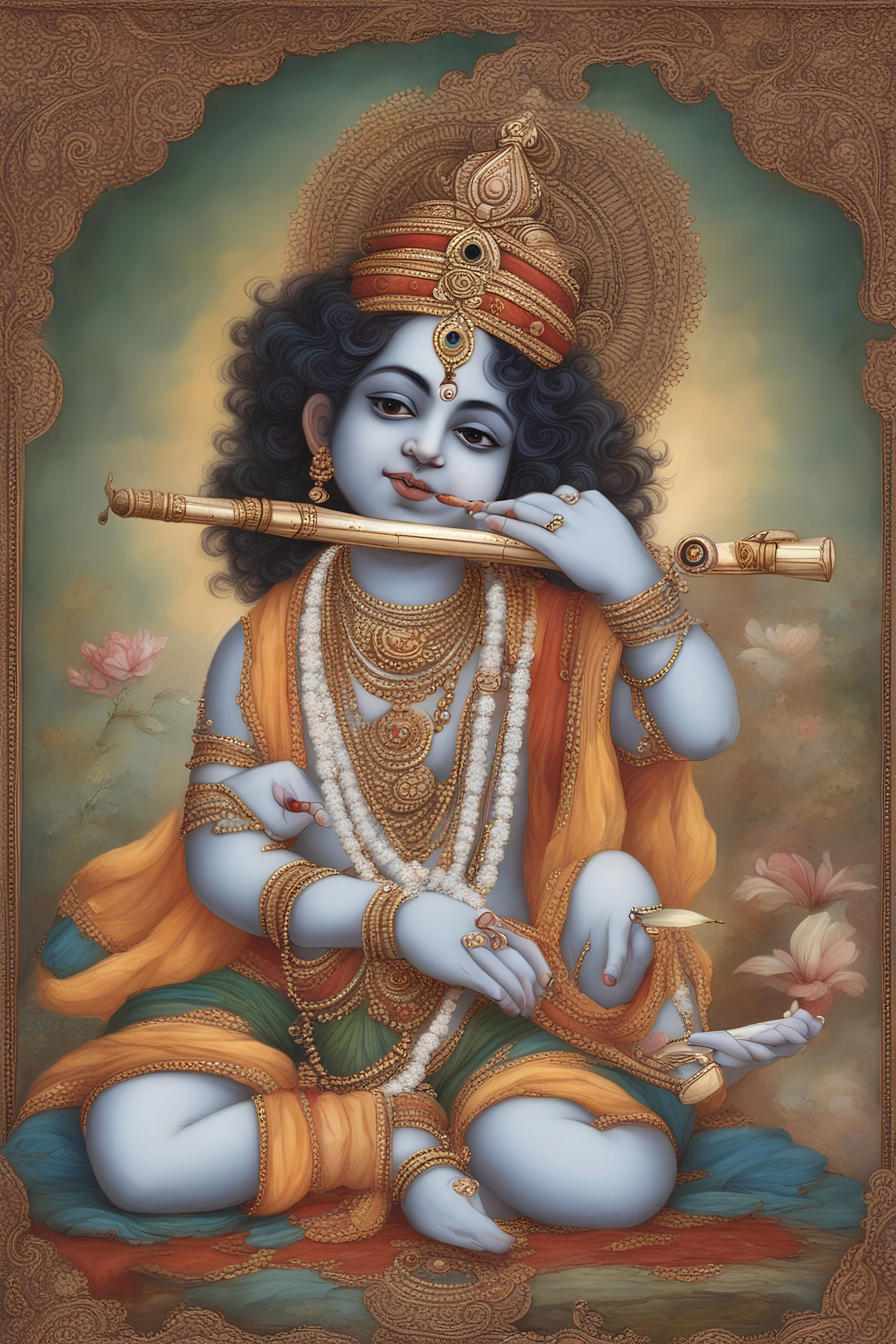 krishna playing flute