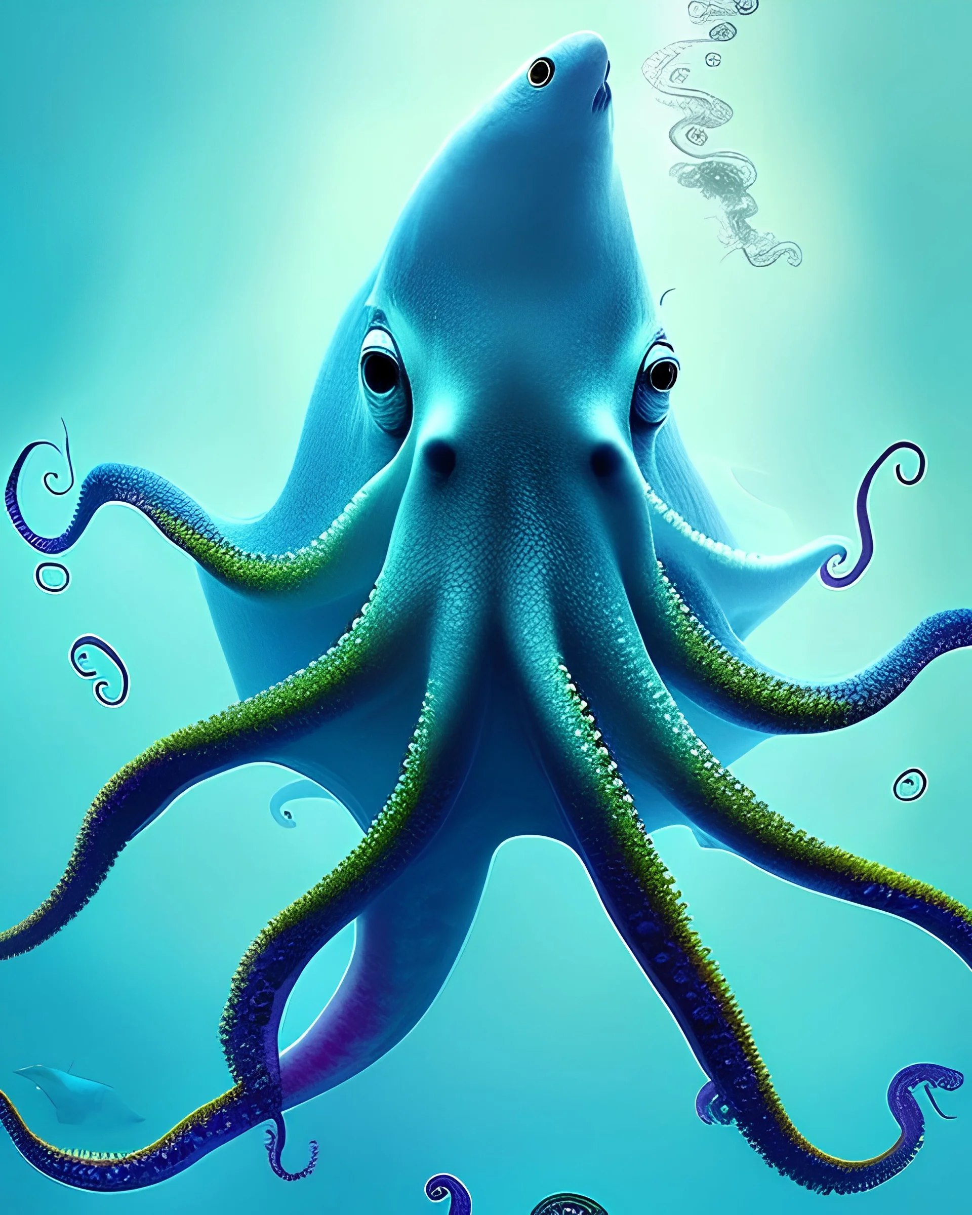 portrait of an octopus-shark in the style of Android Jones